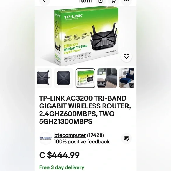 TP-Link AC3200 Tri-Band Gigabit Wireless Router - Picture 3 of 3